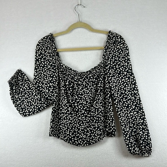 Reformation Top Black/White Women’s Size 8 Bacio Tie-back Crop Like New - Picture 1 of 6